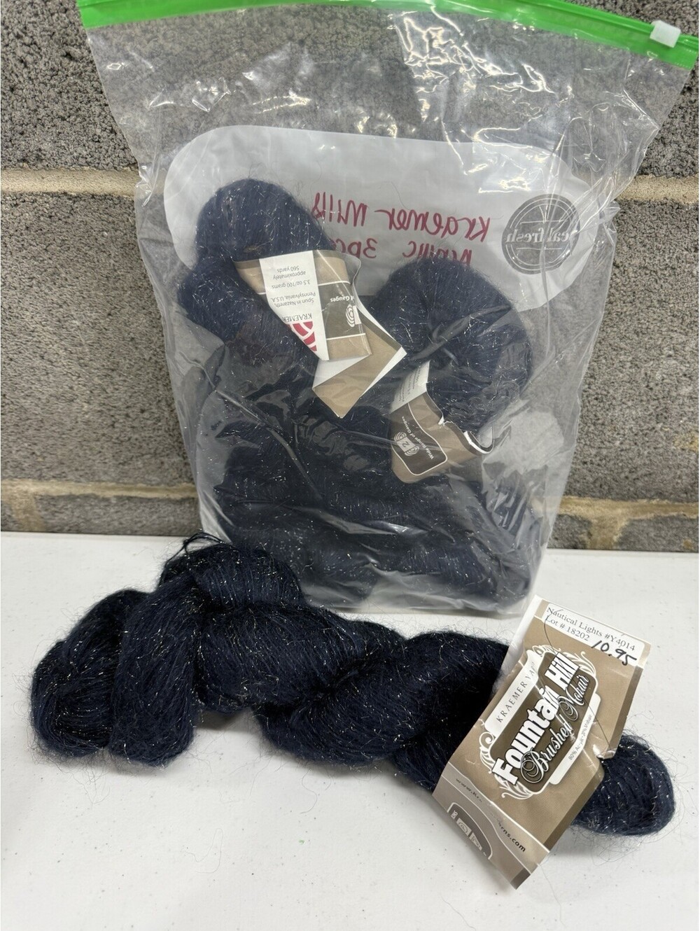 Kraemer Yarns Fountain Hill Brushed Mohair Shade Nautical Lights 3 Skein Lot